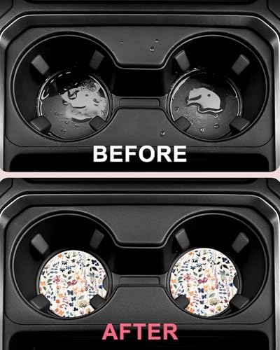 Swooflia Elegant Ceramic Car Coasters Soft Tone Floral Cup Holder Coasters - Image 4