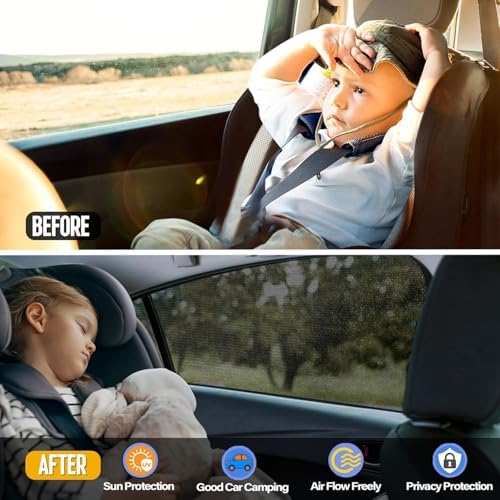 Upgraded Car Rear Side Window Shades, Breathable Mesh Stretch Window Covers - Image 4