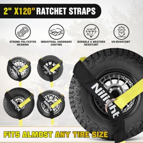 Nilight 4 Pack 2" x 10' Car Tie Down Straps - Image 3