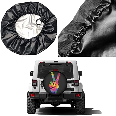 Hippie Two Fingers Symbols Peace Sign Spare Tire Cover Dust-Proof Wheel Tire - Image 5