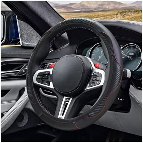 KITUREK 15" Car Steering Wheel Cover, Carbon Fiber Leather - Image 3