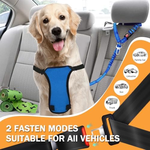 4 Piece Set Vehicle Harnesses, 2 in1 Dog Belts - Image 2