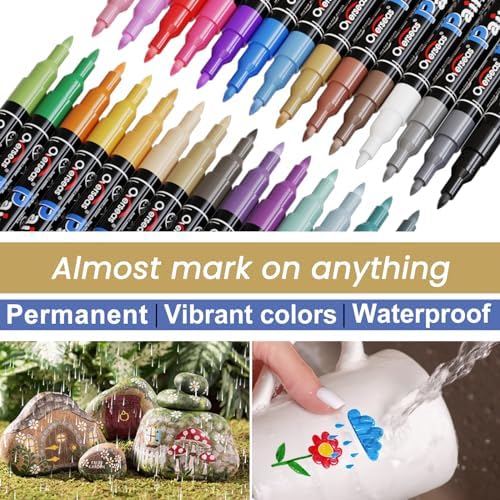 Overseas 2 Pack Gold Acrylic Paint Pens Paint Markers Extra Fine Tip - Image 6