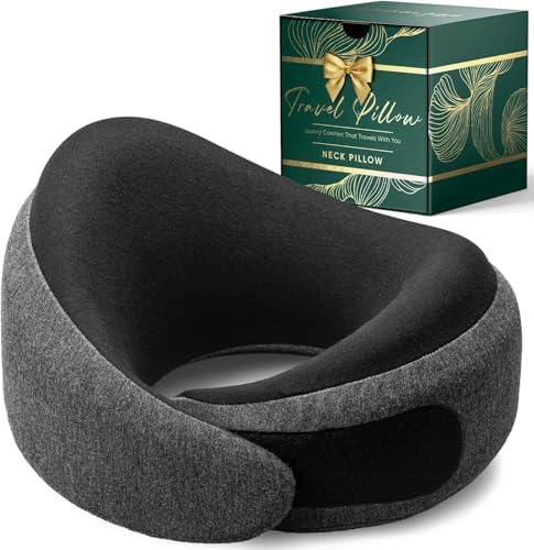 Proglobe Luxe Travel Neck Support Pillow, 100% Memory Foam, Ash Black by ProGlobe