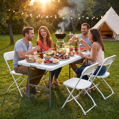 NEWBULIG 4 FT Foldable Table Easy to Fold and Store, Folding Picnic Table - Image 2