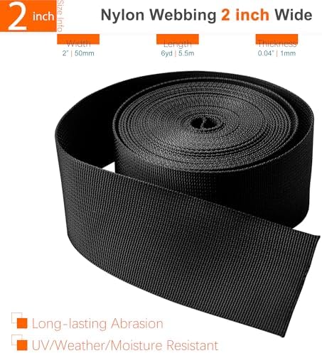 2" Straps and Buckles Set: 6 Yard Nylon Webbing 2 inch Wide, 4 Pack Side - Image 3