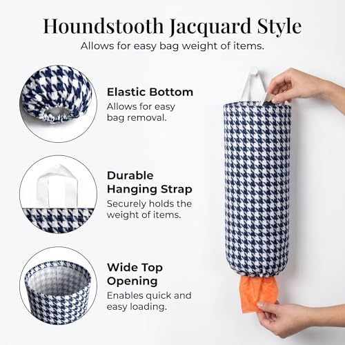 Plastic Bag Holder, Wall Mount Grocery Bag Dispenser, Yarn-dyed Houndstooth - Image 2