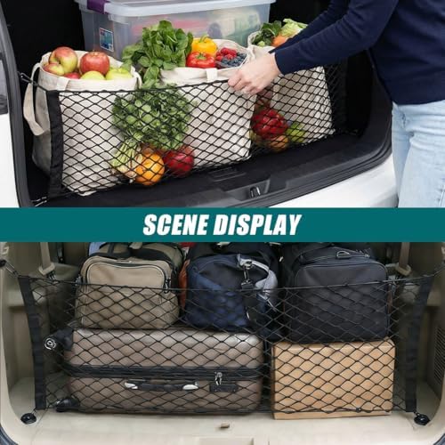 Car Trunk Cargo Net, Double-Layer Nylon Mesh Automotive Rear Cargo Storage Net - Image 5