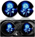 2Pack Blue Rose Car Cup Holder Coaster Neoprene Car Coasters by YGQZYYQ