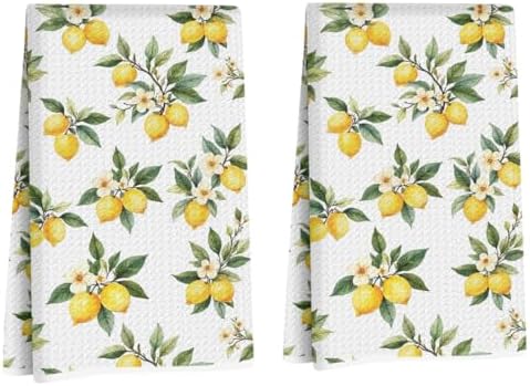 2 Pcs Flower Lemon Kitchen Towels Tea Towel by Lovdazzles