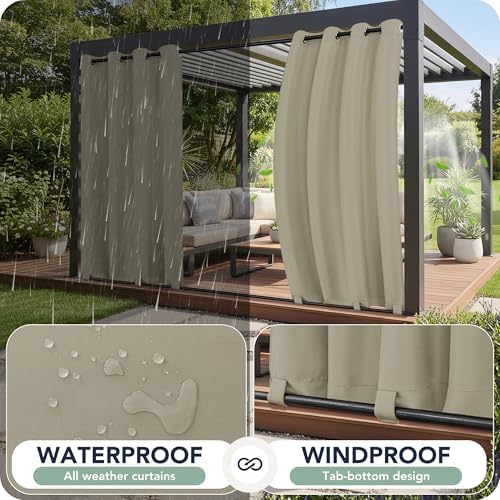 Outdoor Curtains for Patio Waterproof 6 Panels, Porch Sun Shade - Image 2