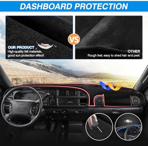 Cartist Dash Cover for Dodge Ram 1500 2500 3500 1998-2001 Dashboard Cover Mat - Image 4