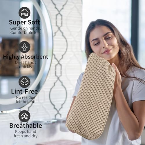 Microfiber Waffle Hand Towels, 2 Pieces, Fast Drying, Lint Free 430 GSM - Image 4