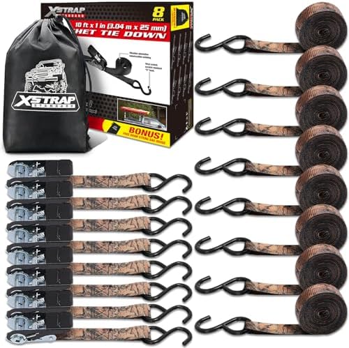 XSTRAP STANDARD 8-Pack Ratchet Tie Down Straps, Camouflage by XSTRAPSTANDARD