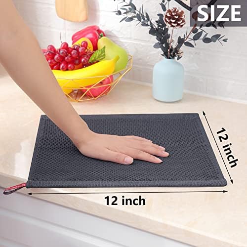 Homaxy 100% Cotton Waffle Weave Kitchen Dish Cloths 8-Pack, Dark Grey - Image 5