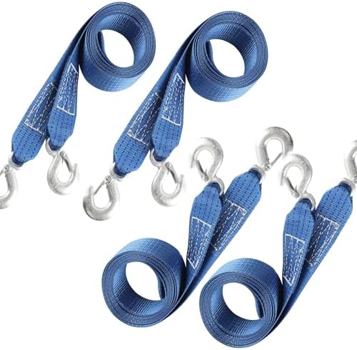 4 Pack Tow Strap 2" x13' Heavy Duty Blue Nylon Recovery Hooks Emergency by DRENIS