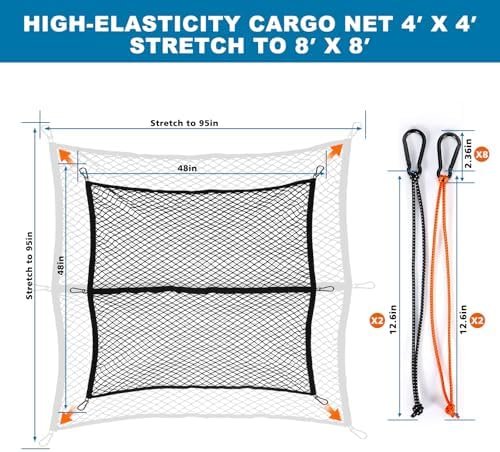 Cargo Net for Pickup Truck Bed, Highly Elastic Truck Bed Cargo Net, Cargo Mesh - Image 4