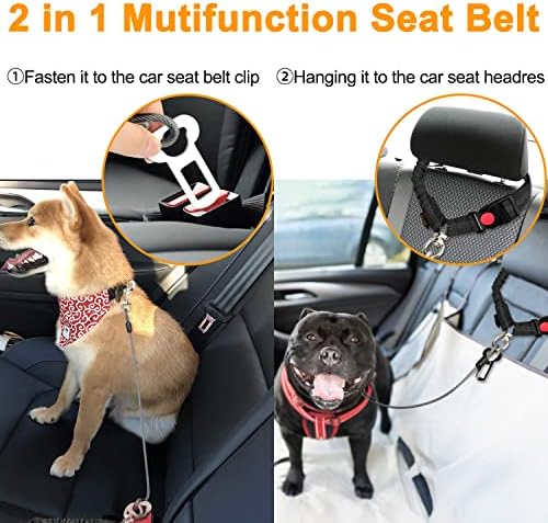 Chew Proof Dog Car Seat Belt, 2 in 1 Steel Cable Dog Car Accessories Headrest - Image 3