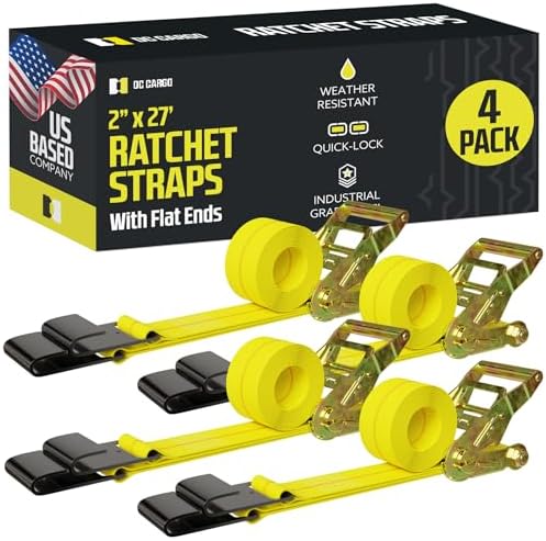 DC Cargo Tie-Down Ratchet Straps Heavy-Duty Flats Hook Trailer Strap, Heavy by DCCargo