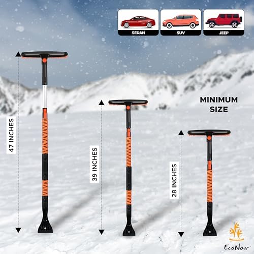EcoNour 47" Extendable Snow Brush and Ice Scraper Pivoting Squeegee - Image 2