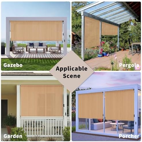 SMONTER Outdoor Sunshade Roller Shade 5'W x 6'H, Exterior Cordless Roll Up - Image 6