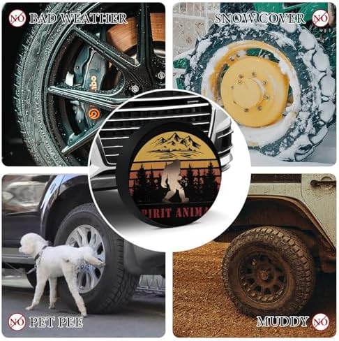 Sasquatch Bigfoot is My Spirit Animal 1 Tire Covers, Dust-Proof Weatherproof - Image 4