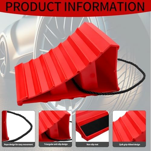 4 Pack Wheel Chocks, Heavy Duty Non Slip Wheel Chocks - Image 3