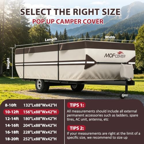 Pop Up Camper Cover, 9 Layers Waterproof 10-12ft RV Cover - Image 6