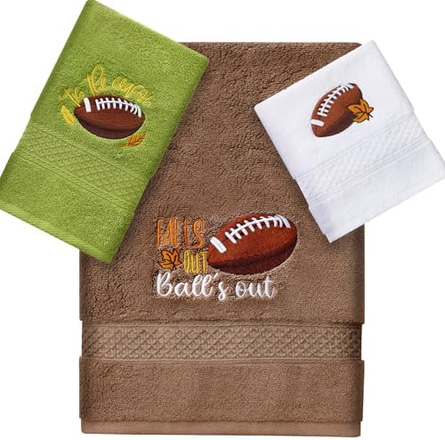 Peryiter 3 Pack Football Decorative Bath Towel Set by Peryiter