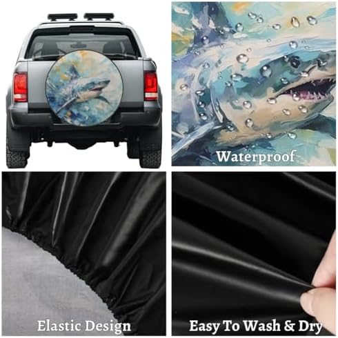Spare Tire Cover for RV Trailer, Ocean Shark Tire Covers Universal Fit for - Image 4