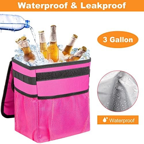 Car Trash Can Foldable Garbage Bin Leakproof 2.3 Gallons Car Trash Bag Pink - Image 4