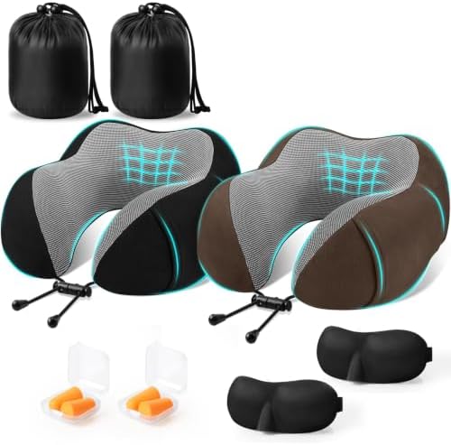 CloudBliss Memory Foam Travel Neck Pillow Airplane, 2 Pack by CloudBliss