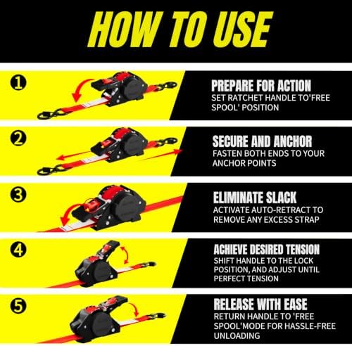 Retractable Ratchet Straps, Motorcycle, Pickup Truck - Image 6