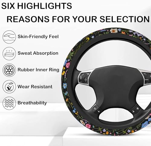 Wildflower Steering Wheel Cover, Flower Car Accessory - Image 6