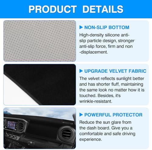 Autorder Dashboard Cover Mat for 2016-2021 2022 2023 Toyota Tacoma Accessories - Image 6