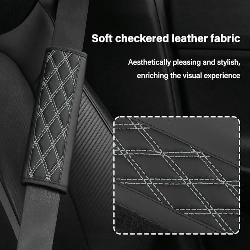 2PCS Car Seat Belt Cover Pads, Leather Seatbelt Covers Protect Shoulder and - Image 3