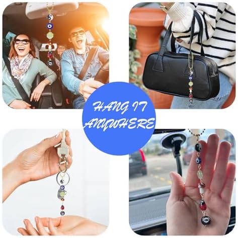 Evil Eye Car Hanging Charm, Rear View Mirror Accessories, Boho Mushroom Decor - Image 5