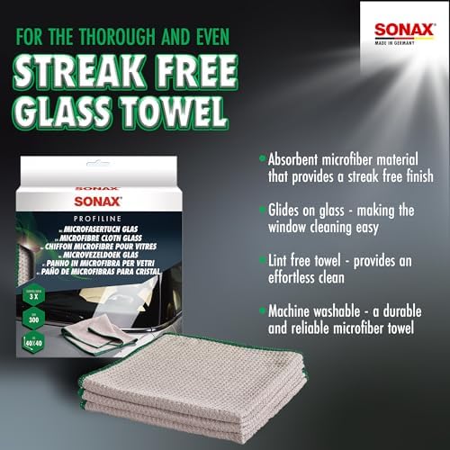 SONAX Glass Cleaning Microfiber Cloths | Lint-Free Waffle Weave Towels - Image 2