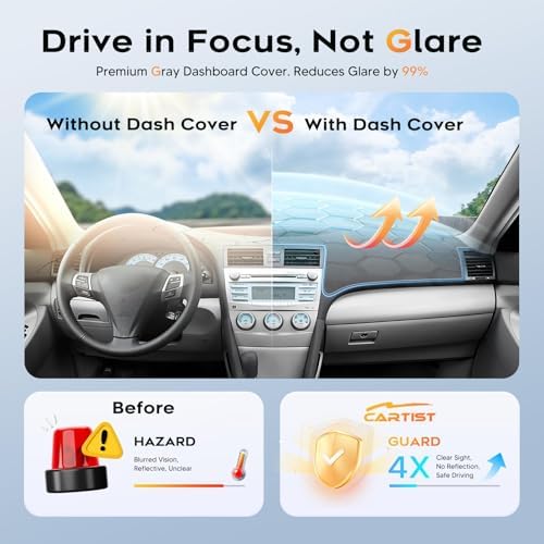 CARTIST Gray Dash Cover for 2007-2010 2011 Toyota Camry Dashboard Cover - Image 4