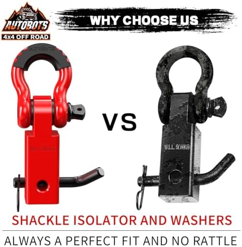 AUTOBOTS Tow Hitch Receiver 2" Shackle Hitch Receiver Red- Red - Image 5