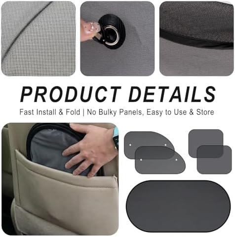 Car Window Shades 5 Pack, Mesh Side & Rear Window Screen Cover, Suction Cup - Image 4
