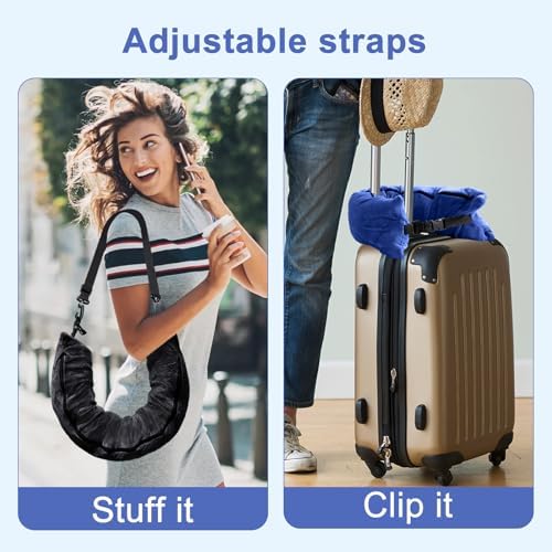 2Pack Stuffable Travel Pillow for Extra Luggage, Velvet Travel Neck Pillow - Image 4