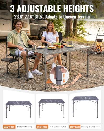 KingCamp 265lbs Adjustable Camping Table Foldable, Aluminum Camp Table - Image 4