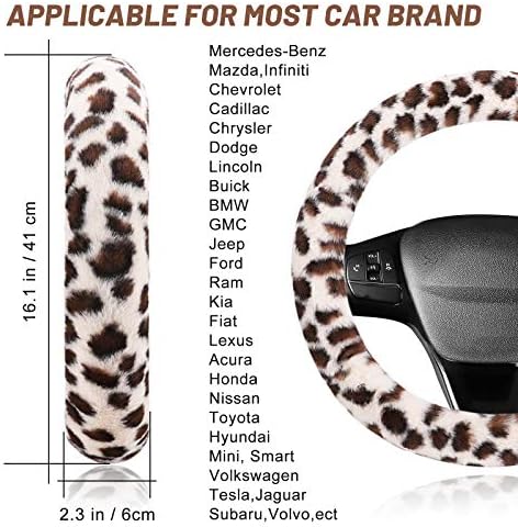 Fuzzy Steering Wheel Cover for Women Girls, Accmor Universal Fit 15 inch Fur - Image 2