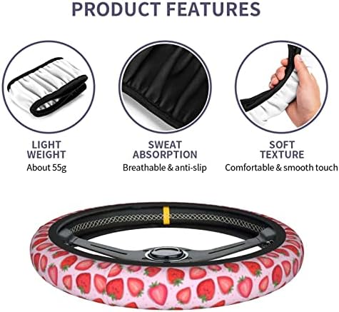 Cute Pink Strawberry Steering Wheel Cover - Image 5