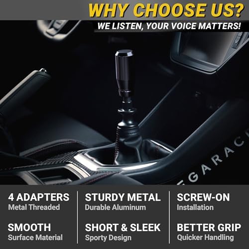 JDM Style Shift Knob for Gear Stick Shifter, 5 6 Speed Manual, Gloss Black - Image 4
