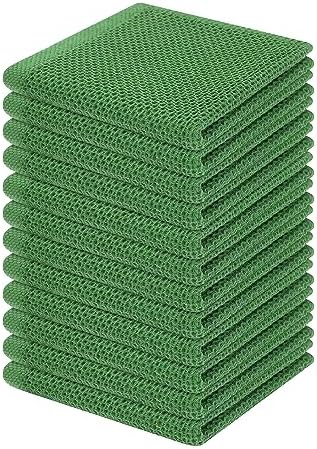 Homaxy 100% Cotton Waffle Weave Kitchen Dish Cloths 12-Pack, Grass Green by Homaxy