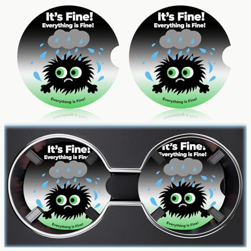 Ceramic Car Cup Holder Coasters Set of 2, 2.56 in Little Monster - Image 6