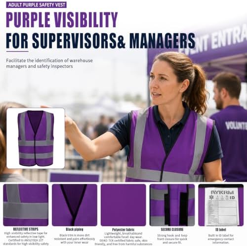 AYKRM 12 colour High visibility viz vest hi vis viz reflective work - Image 2