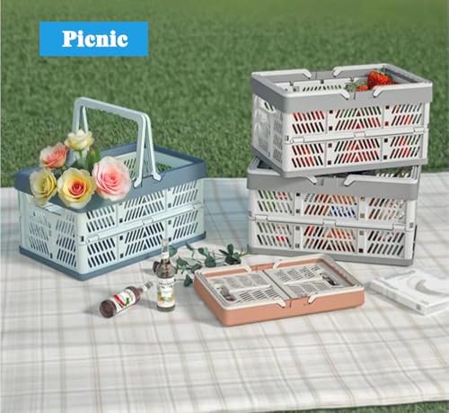 Collapsible Storage Crate with Handles, Milk Crates，33L Foldable Plastic - Image 4